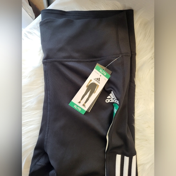 NEW- Adidas Leggings with White Stripes, Size XL (34) - Picture 7 of 7